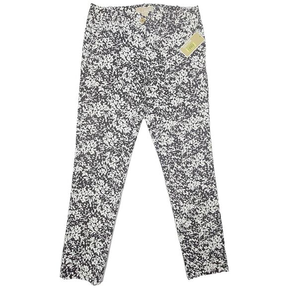 Michael Kors Pants Women’s Sz 2 Chocolate White Floral Stretch Comfort $110 - Picture 13 of 14